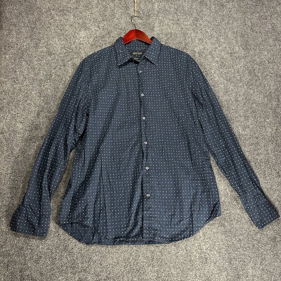 Banana Republic Shirt Mens Large Camden Fit Blue Cotton Custom Wash Button Up - Picture 1 of 10